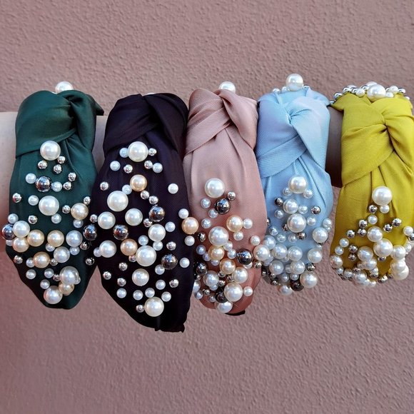 Luxury Beaded Headband with a knot on top - Picture 5 of 7